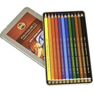 Koh-i-Noor polycolor tegning blyant s?t 12 forskellige farvede blyanter i tin 1 hver (FA3816.12)