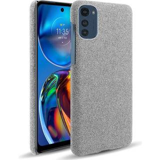 Motorola Moto E32 / E32s Stofbetrukket Plastik Bagside Cover - Lys Grå