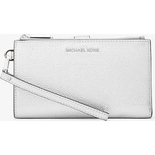 MK Adele Metallic Leather Smartphone Wallet - Silver - Michael Kors - ONE SIZE