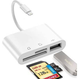 NÖRDIC Lightning kortlæser 2 kortpladser SD, MicroSD, 1xUSB-A 3.0 UHS-I