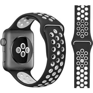 Apple Watch To-Farvet Silikone Smartwatch Rem (38/40/SE/41/42mm) - Sort / Hvid