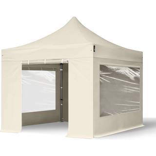 3x3m, stål, easy-up-pavillon, 4 sidedele, creme - (600015)