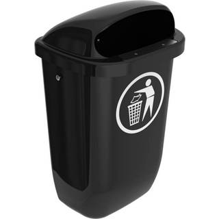 Affaldskurv 50 liter komplet med låg og beslag - Antracit