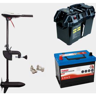 Elmotorpakke Fladen F 46, 450 W, 91 cm justerbar rigglængde, med bly-batteri (80 Ah) + batterikasse + kabelsko