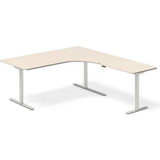 Office hæve-sænkebord 180x200cm i birk med alugråt stel højrevendt