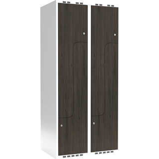 Garderobeskab 2x400 mm Lige tag 2-delt søjle Z-dør Laminat dør Nocturne wood Cylinderlås