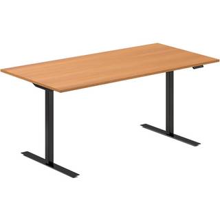 Office hæve-sænkebord 160x80cm bøg med sort stel