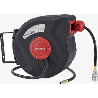 Arebos® trykluftslange 10 m opruller, vægmontering, 1/4" lynkobling, 180° drejelig