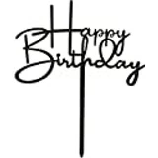Dekora - Metallisk Sort Topfigur, Happy Birthday