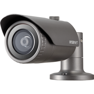Hanwha Vision Bullet Kamera QNO-7022R 4mm Überwachungskamera mit 4 Megapixel Auflösung. professionelle Kamera für außen - anthrazit"silber
