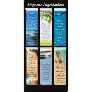 Christian Art Gifts Classic Nature Collection Magnetic Bookmark Set med skriftsalme og digt til kvinder og mænd Inspirerende magnetisk pagemarker
