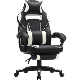 Songmics Racing Gaming Stol, Justerbar kontorstol med fodstøtte, ergonomisk design, vippemekanisme, nakkestøtte, lumbale support, 150 kg vægtkapacitet