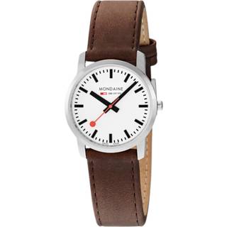 Mondaine Simply Elegant Quartz White Dial Brown Leather Strap Unisex Watch A400.30351.12SBG