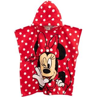 Character Character Red Minnie Mouse License Kids Printed Swim And Beach 100% Cotton Towel Poncho