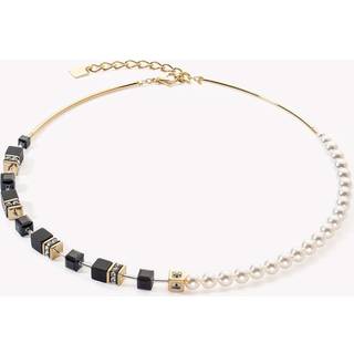 Coeur De Lion Gold Pearl and Onyx GeoCube Necklace - Silver - Black - 42cm