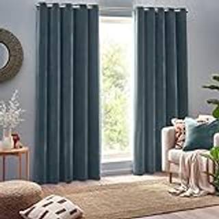 Yard Yard Marine Blue Heavy Chenille Velvet Room Darkening Eyelet Curtains
