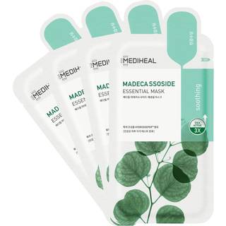 MEDIHEAL Bedste koreanske arkmaske - Madecassosid Essential Face Mask 4 Sheets til følsom pletteret udsat for alle hudtyper Fugterende fugtigheds