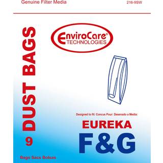 Envirocare -udskiftning Premium st?vsugerst?vposer lavet til at passe Eureka F&G Uprights 9 poser