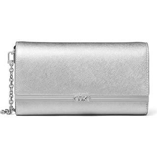 MK Mona Large Metallic Saffiano Leather Clutch - Silver - Michael Kors - ONE SIZE