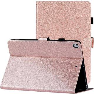 iPad 10.2" (2021 / 2020 / 2019) Glitter Cover m. Flipstander & Kortholder - Glitter Rose Gold