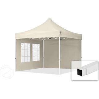 3x3m, stål, easy-up-pavillon, 2 sidedele, creme - (59035)