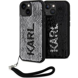 iPhone 15 Karl Lagerfeld Reversible Sequins Cover - Sort / Sølv
