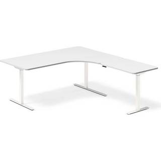 Office hæve-sænkebord 180x200cm i hvid med hvidt stel højrevendt