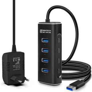 NÖRDIC Gen2 3.2 USB-A 4-ports Powered Hub 10Gbps 1m kabel individuel switch