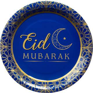Eid Mubarak paptallerkner 8 stk. - Blå