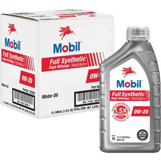 Mobil fuld syntetisk h?j kilometertal motorolie 0W-20 1 kvart (6-pack)