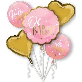 Hello World Folienballon Bouquet Pink