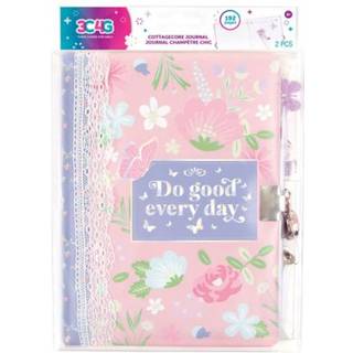 Tre jubel til piger - Cottagecore Floral Locking Journal - Kids Diary With Lock For Girls - Floral Themed Girls Diary With Lock and Key & Glitter