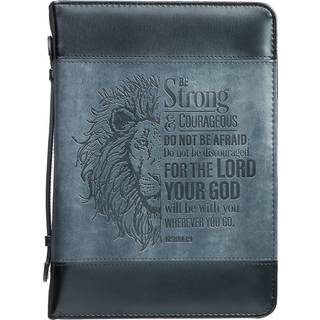 Christian Art Gaver Classic Faux Leather Bible Cover for Men and Women: Be Strong and Courageous - Joshua 1: 9 Inspirerende bibelvers med l?ve gr