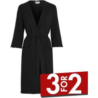 Damella Viscose Plain Wave Robe - Black - XX-Large