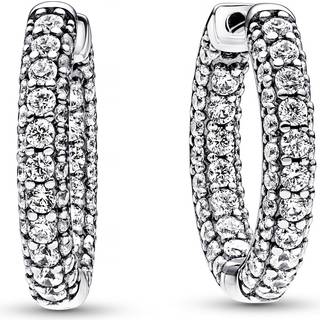 Pandora Silver Crystal Hoop Earrings - Silver