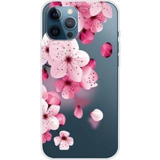 iPhone 13 Pro Fleksibel Gennemsigtig Plastik Bagside Cover - Lyserøde Blomster