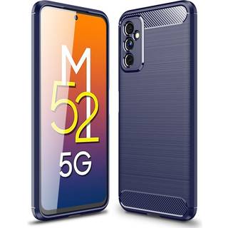 Samsung Galaxy M52 (5G) Brushed Carbon Bagside Cover - Blå