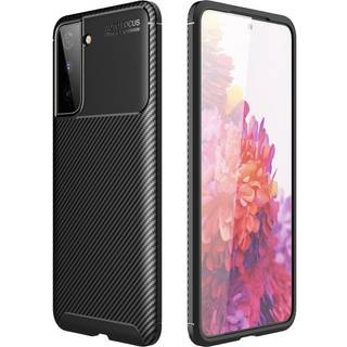 Samsung Galaxy S21 Carbon Fiber Plastik Cover - Sort