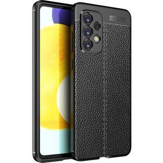 Samsung Galaxy A73 (5G) Fleksibelt Plastik Bagside Cover - Litchi Tekstur - Sort