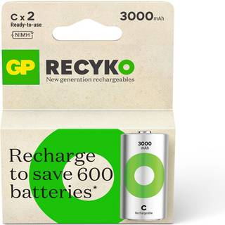 GP Recyko C-batteri, 3000mAh - 2 stk.