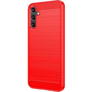 Samsung Galaxy A14 (5G) Mofi Brushed Carbon Fiber Fleksibelt Plastik Bagside Cover - Rød