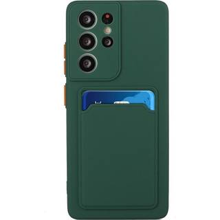 Samsung Galaxy S23 Ultra Fleksibel Plastik Bagside Cover m. Kortholder - Grøn