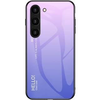 Samsung Galaxy S23+ (Plus) Cover m. Glas Bagside - Hello - Lilla