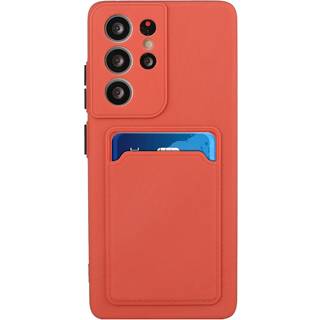 Samsung Galaxy S23 Ultra Fleksibel Plastik Cover m. Kortholder - Rust Rød