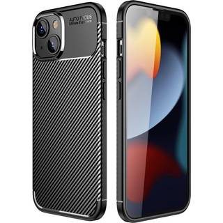 iPhone 14 Plus Carbon Fiber Fleksibelt Plastik Cover - Sort