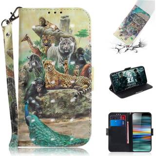 Sony Xperia 10 Light Spot Læder Flip Cover - Jungle Dyr