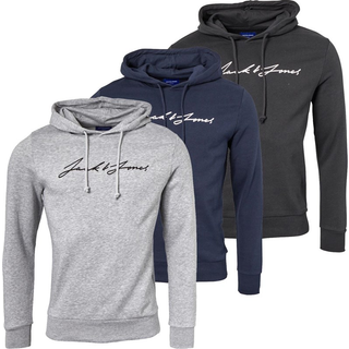 JACK & JONES Herre Jax 3-pak Sweat Hoodies Tap Sko/Lysegrå Melange/Marineblå Blazer