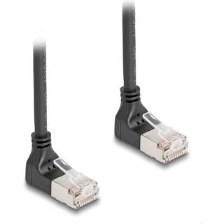 Delock RJ45 netværkskabel Cat.6A, 90° vinklet opad, 0,25 m – sort