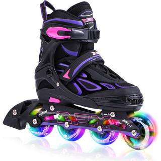14:00 Sport Vinal Girls Justerbare inline -sk?jter med Light Up Wheels Beginner Skates Fun Illuminating Roller Skates For Kids Boys and Ladies (V