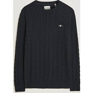 GANT Herre Crewneck sweater af bomuld med kabelstrik (L)